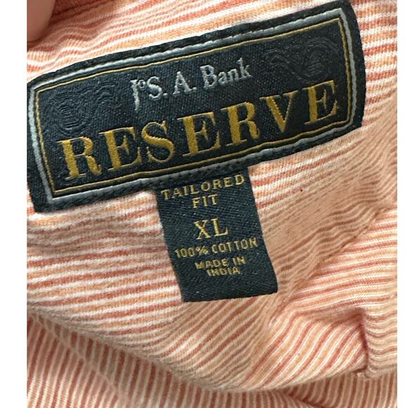 JoS. A. Bank tailored fit orange stripes short sleeve polo shirt size XL - Picture 3 of 7